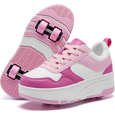 Roller Skate Shoes for Kids Girls: Detachable Wheeled Fashion Sneakers