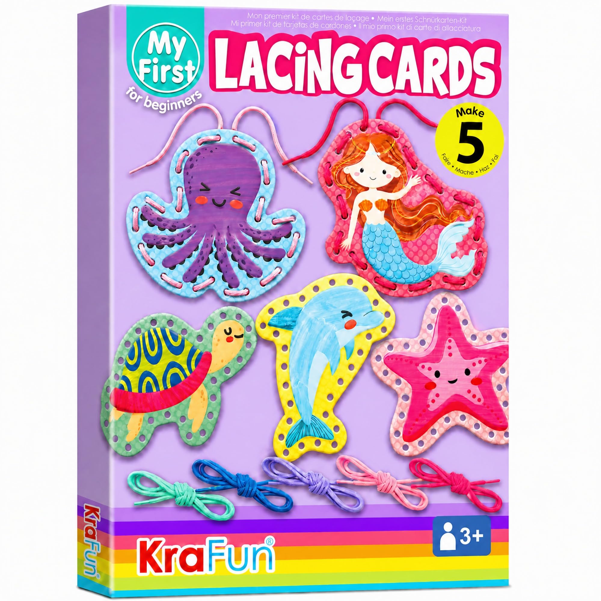 KRAFUN Mermaid Ocean Lacing Cards Age 3+ | 5 Projects