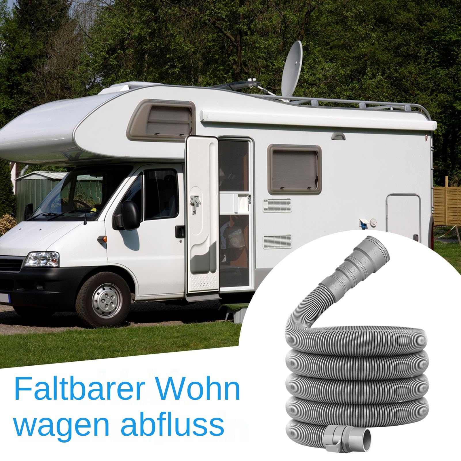 10M Zusammenklappbares Wohnwagen-Abflussrohr Mit Verstellbarem Adapter, Ablaufschlauch Waschmaschine Für wohnmobils, Anhänger Und wohnmobils Anhänger, Auslaufsicher