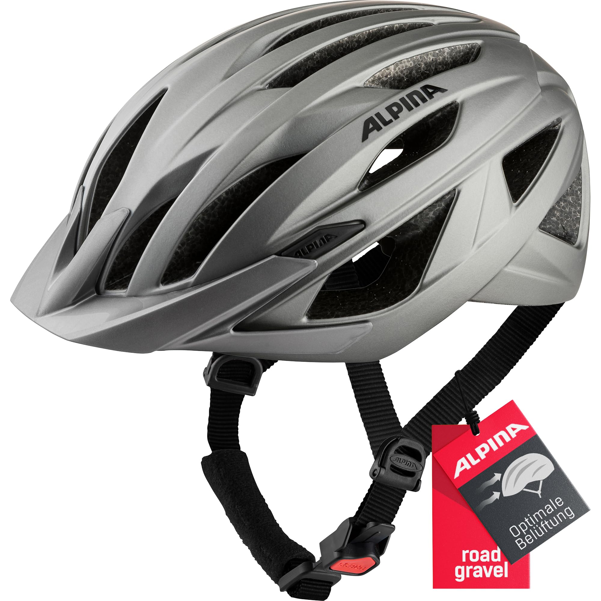 ALPINA Parana - Leichter, Individuell Anpassbarer Touren Fahrradhelm Mit Fliegennetz Für Erwachsene, Dark-Silver matt, L (58-63 cm)