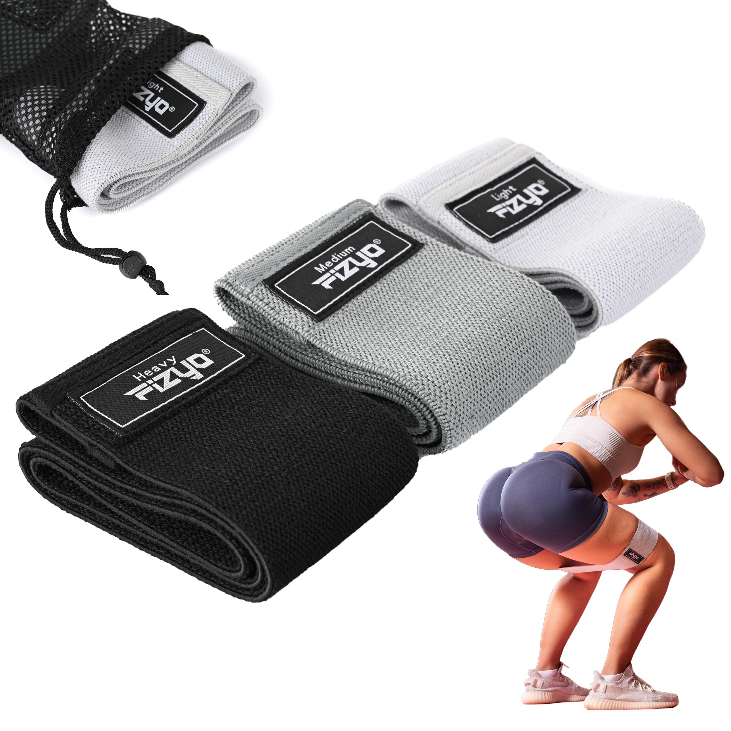 Fizyo Lot de 3 Bandes de Fitness avec Niveaux de Résistance pour Exercice et Musculation