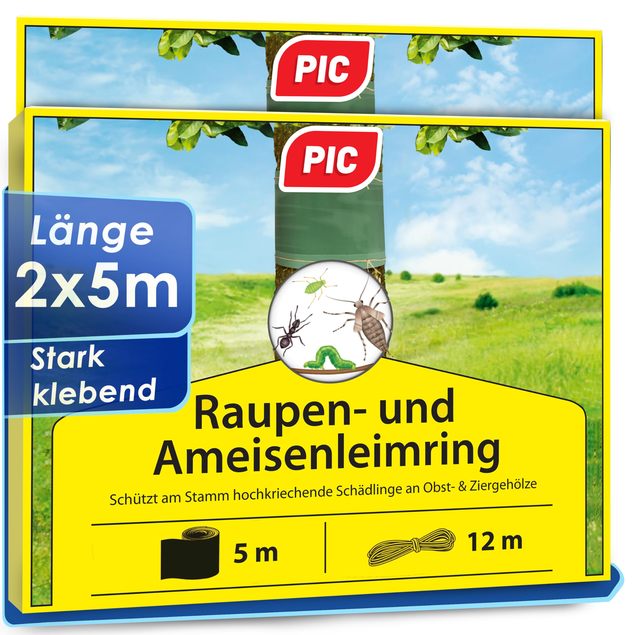 PIC Leimringe für Obstbäume selbstklebend - 10m Baumleimring, Leimring gegen ameisen & Raupenleim für Obstbäume, Stammschutz für Obstbäume gegen Ameisen & Frostspanner, Baumschutz
