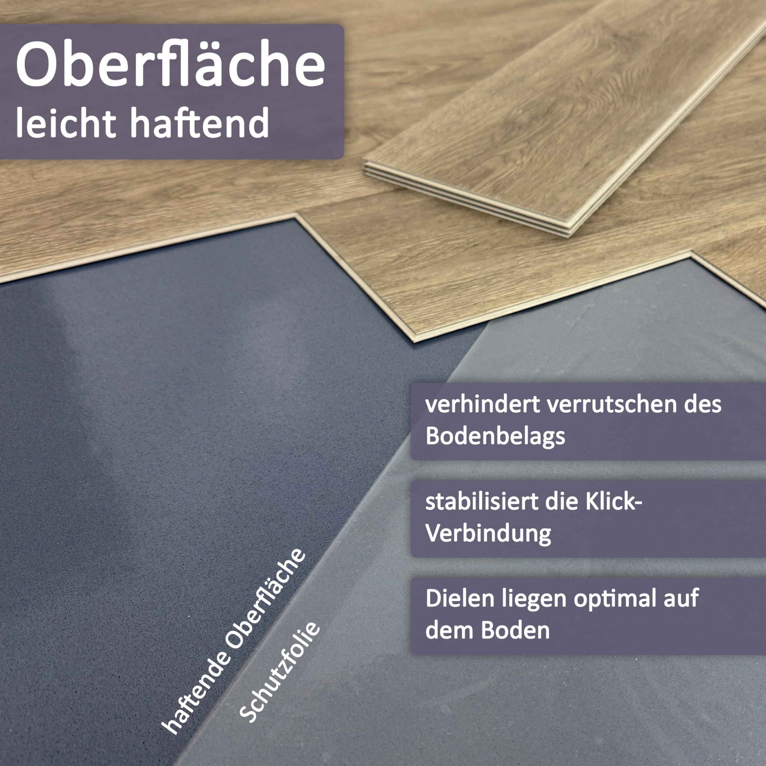 uficell® VinoSoundFix Vinylunterlage und Designboden Trittschalldämmung - Stärke: 1,5 mm - 400 kPa Druckfestigkeit - Selbsthaftende Tritt- und Gehschalldämmung für Klick Vinylboden (50 m² - 5 Rolle)