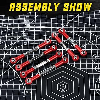 RCAWD Turnbuckles Tie Rod Set for 1/10 Arrma 3s Vorteks Senton Granite Big Rock Typhon Upgrades Link Linkage Rod, Adjustable Toe Link, Hopups Parts #AR330446 Red