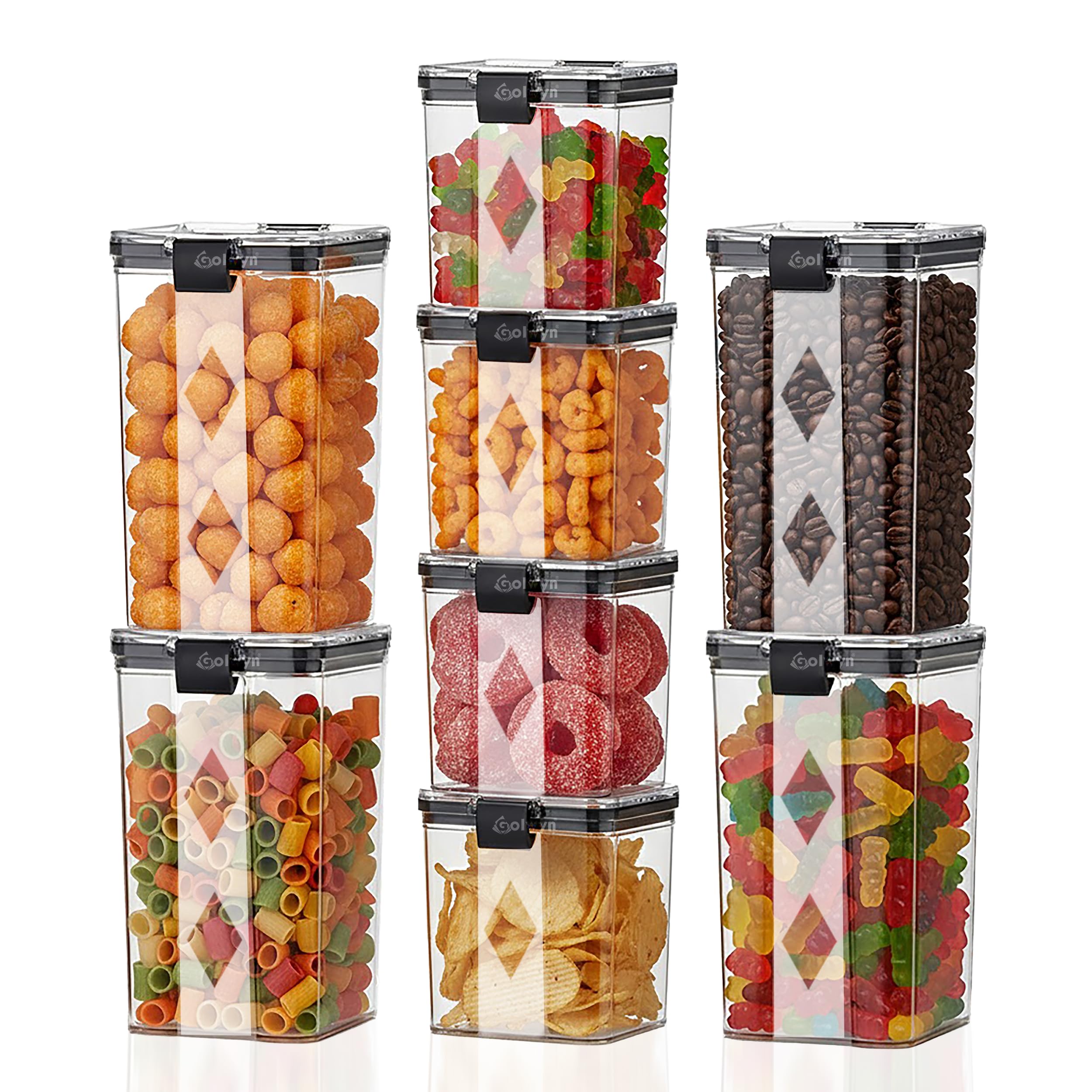 GOLWYN Air Tight Containers For Kitchen Storage Set, Plastic Boxes For Storage, Kitchen Organizer & Kitchen Accessories Items (700Ml And 1100 Ml, 8 Pcs)(Plastic), Transparent