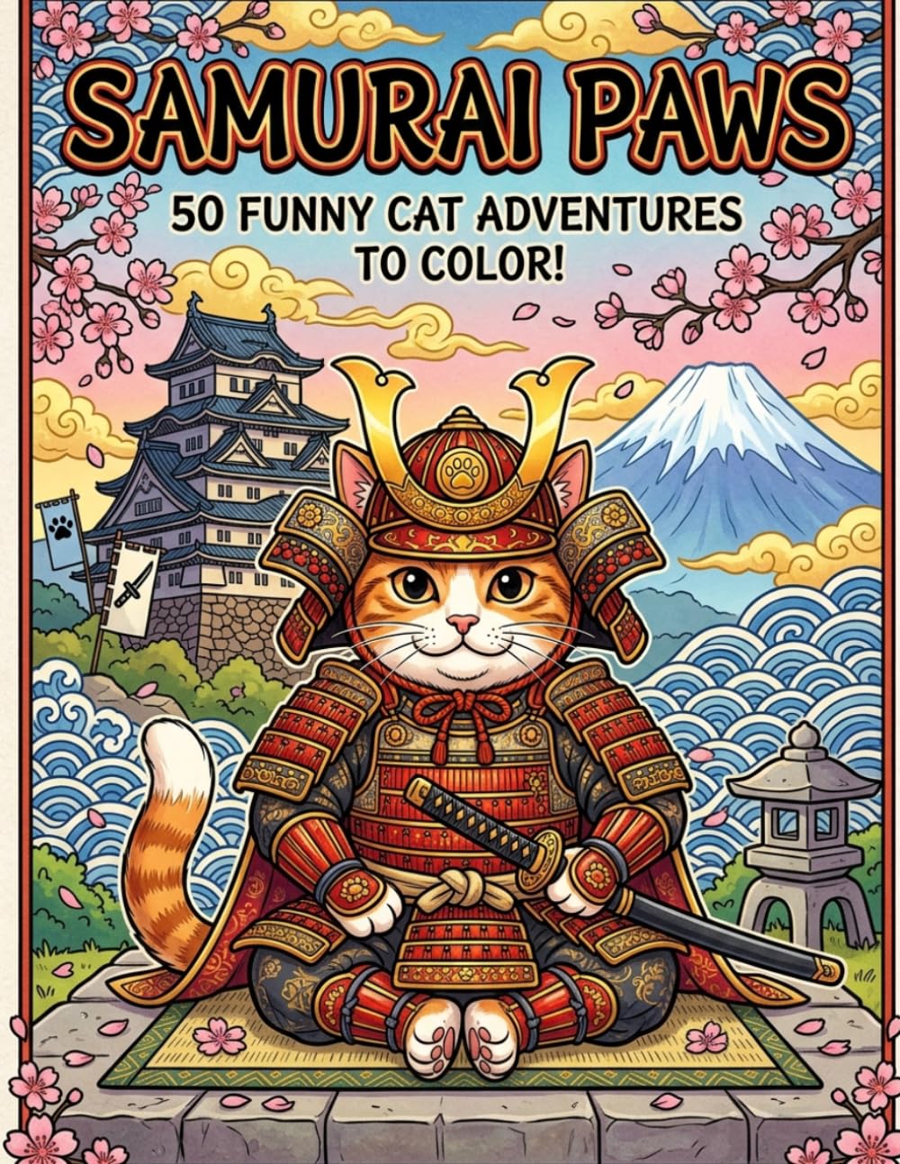 Samurai Paws: 50 FUNNY CAT ADVENTURES TO COLOR!