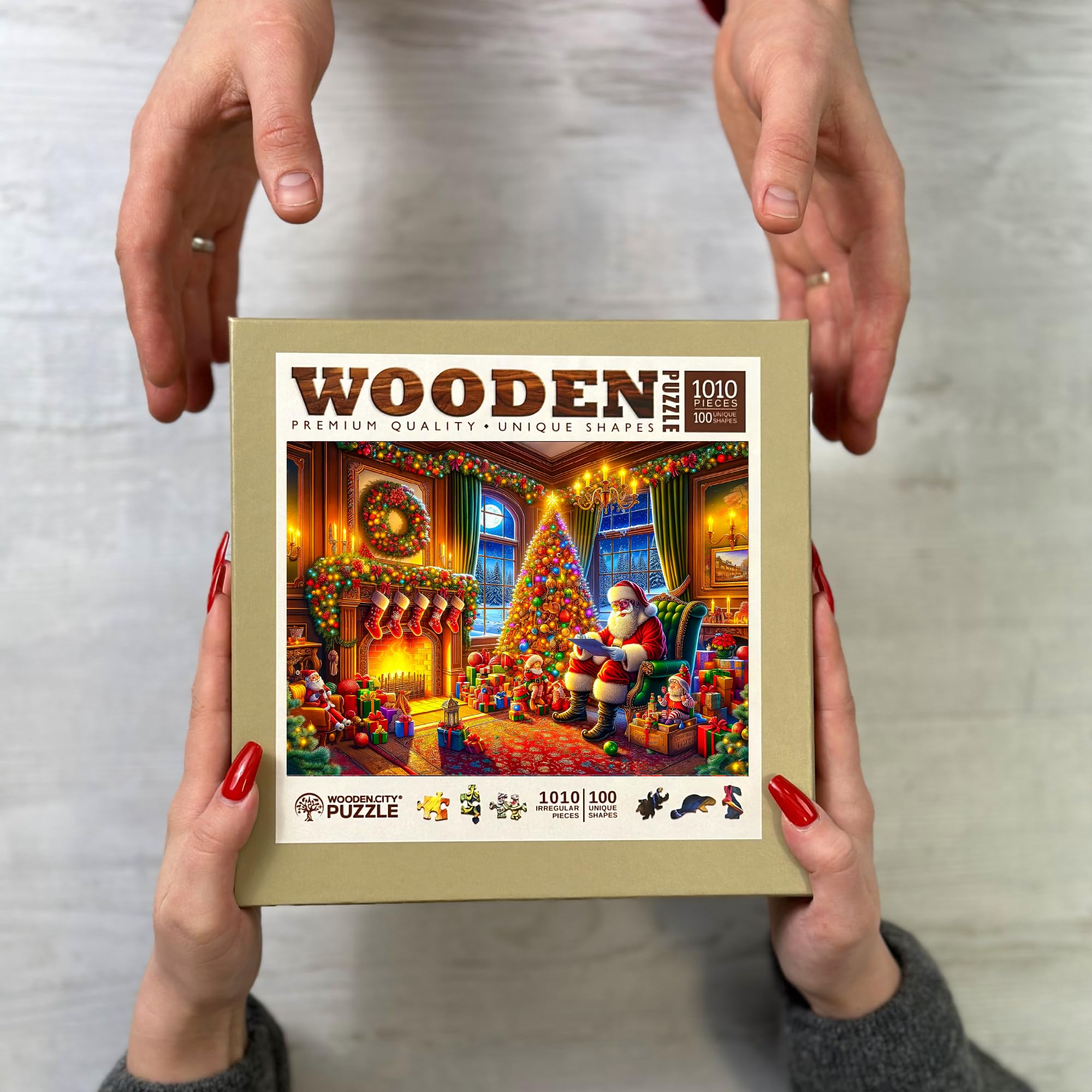 WOODEN.CITY - Puzzle di Natale da 1000 pezzi per adulti - La magia della vigilia - Puzzle invernale - Decorazione perfetta - Qualità superiore - Made in EU