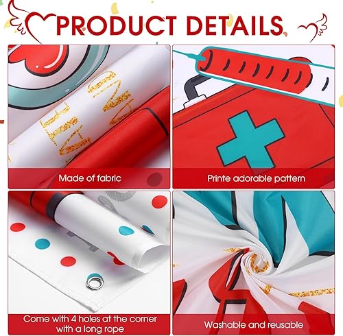 Miniatura 3 de Tudomro Decoración de fiesta de enfermera, pancarta de fondo con temática de enfermería, ideal para el día del médico, fiesta de graduación de