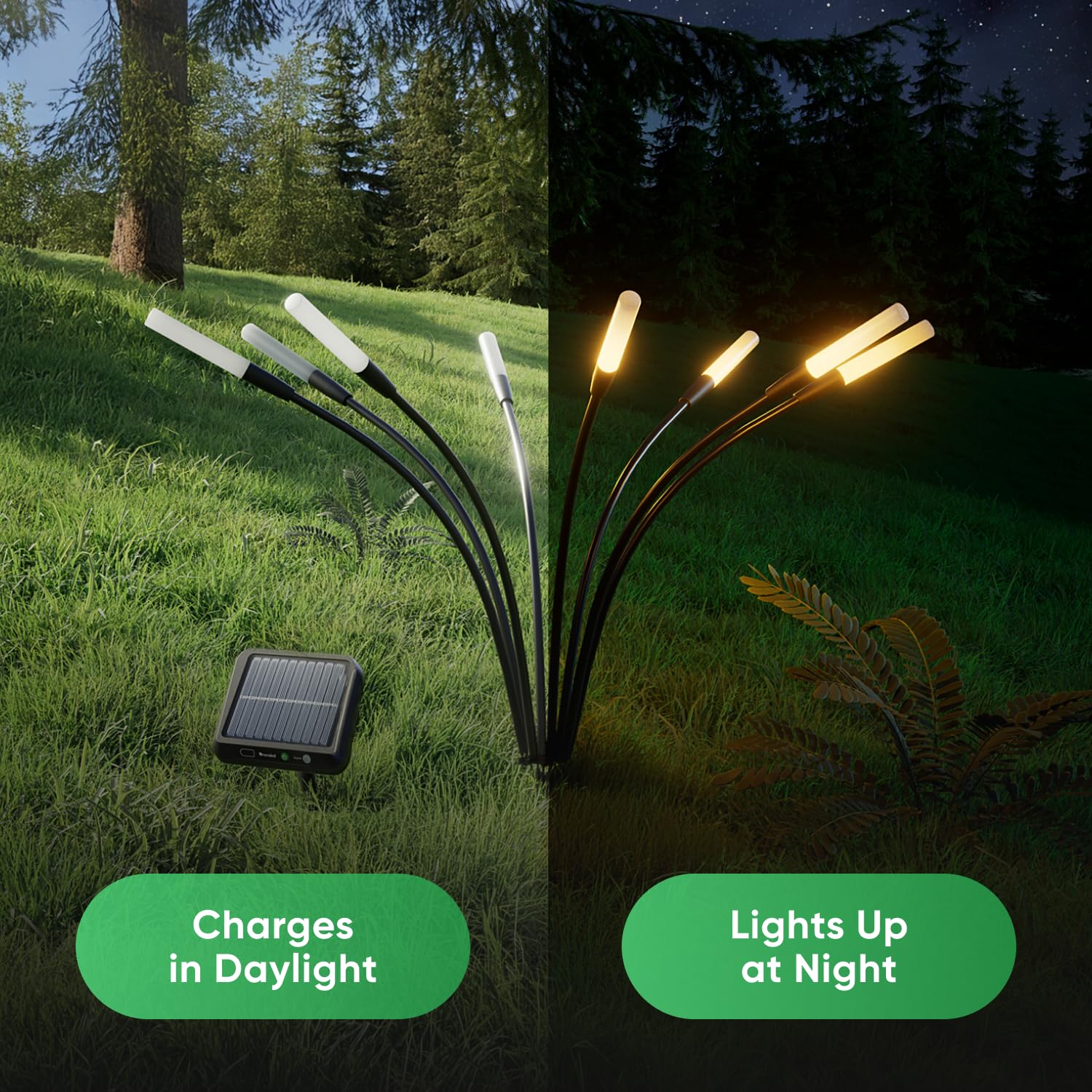 Nanoleaf Luci solari per giardino (set da 2) con telecomando, 8 LED indirizzabili bianco caldo/multicolore, effetto lucciola, timer e scenari, impermeabili IP65