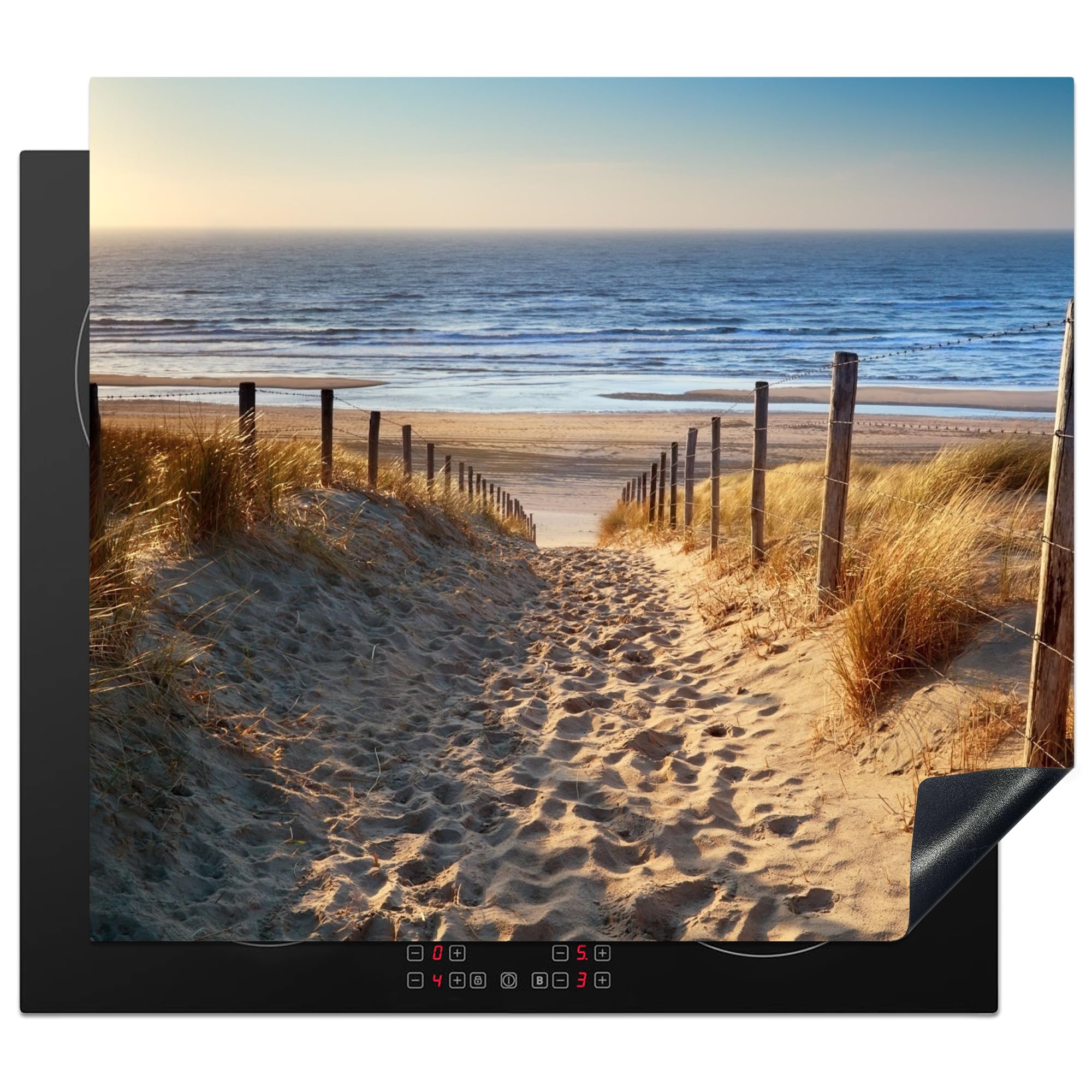 KitchenYeah© Copri Piano Cottura 59x52 cm Coprifornelli Tappetino per Induzione Fornello Tutto per la Cucina Spiaggia - Mare - Dune