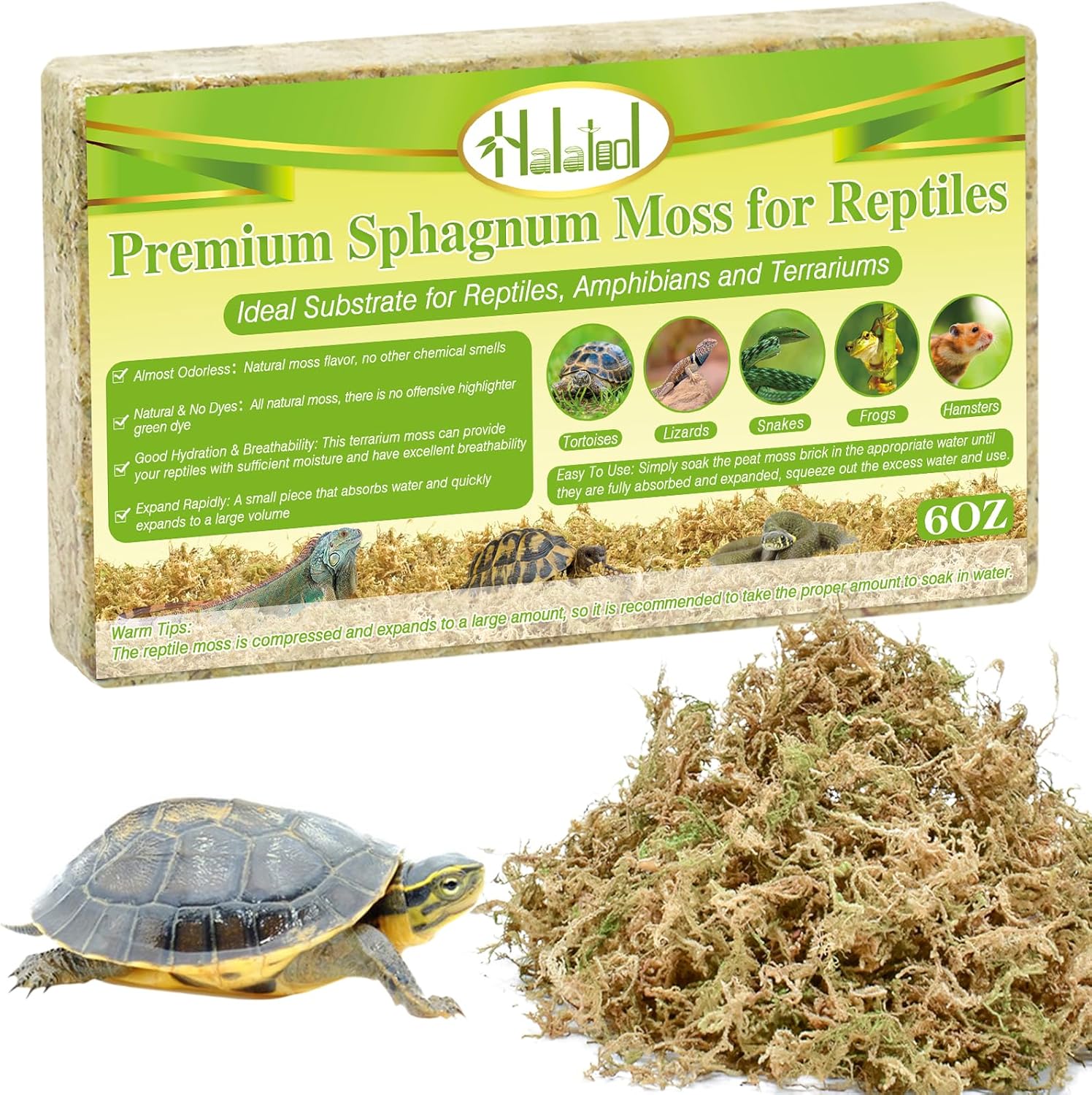 Halatool 6OZ Natural Sphagnum Moss for Reptiles Premium