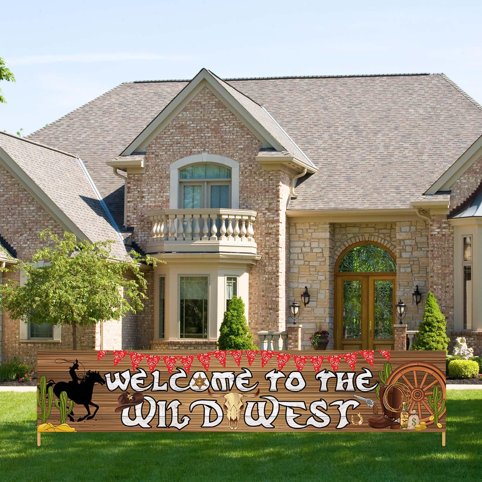 Avezano Western Party Decorations, Wild West Birthday Banner Western Cowboy Party Backdrop for Photoshoot Photo Booth Wall Party Decor Supplies 98.4x19.6 Inch