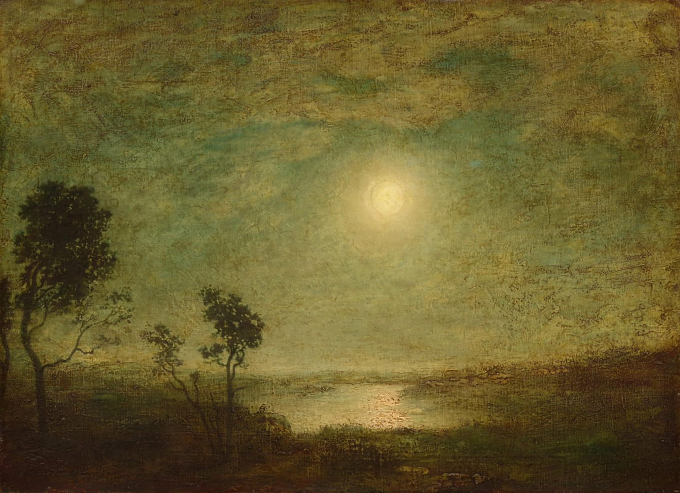 SERENDIPITP Retro Picture Poster Wall Art Pictures Painting Moonlight by Ralph Albert Blakelock Wall Art Canvas Print for Wall Decor 60x90cm
