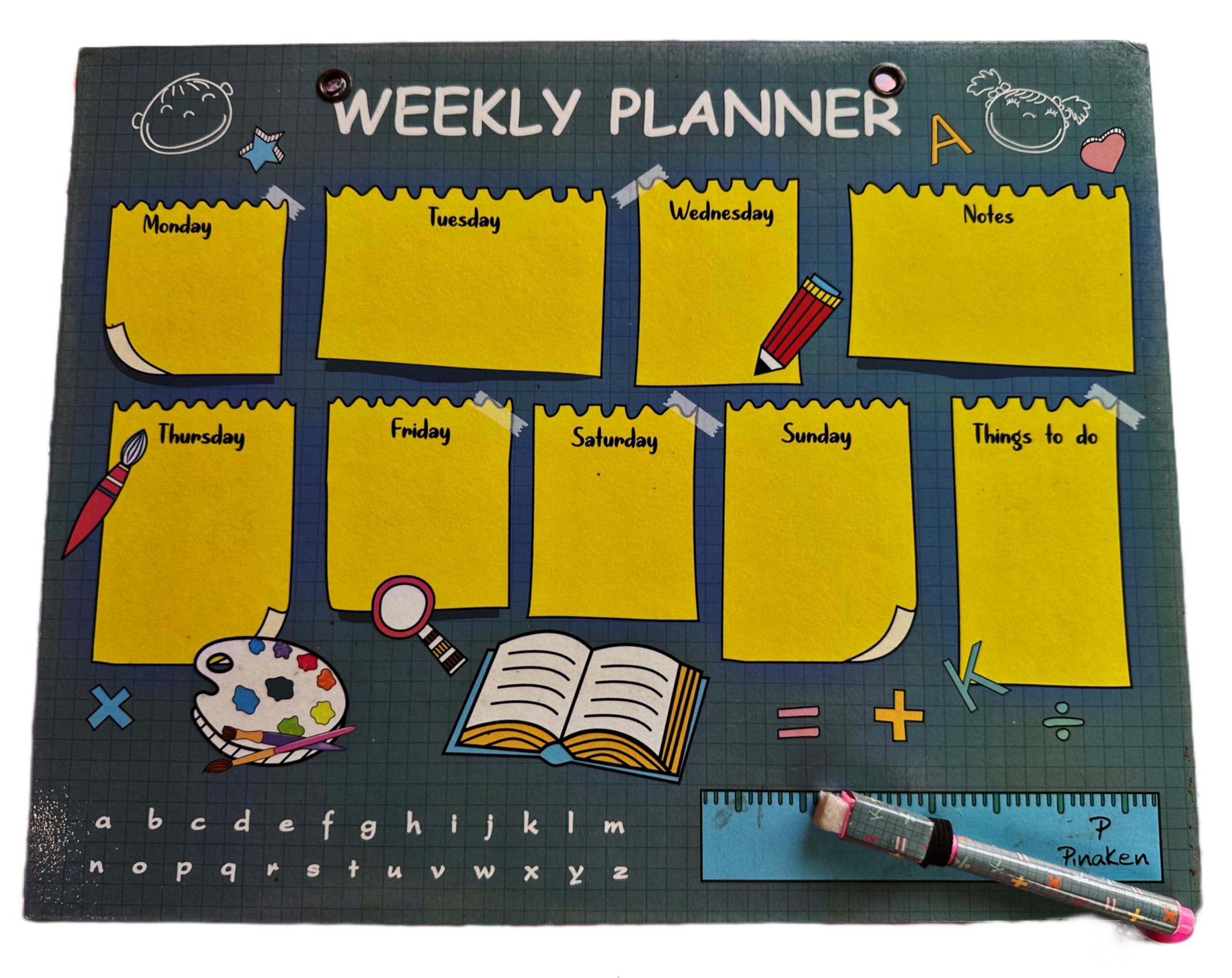MSGH A3 SIZE HANGING/PASTING Weekly Planner Laminated Board + Marker and double sided tape For Kids, Children and Teenagers (Write and Erase) (WBP7SCALE+ BOOK DESIGN SIZE 14X11 Inch)-image-48
