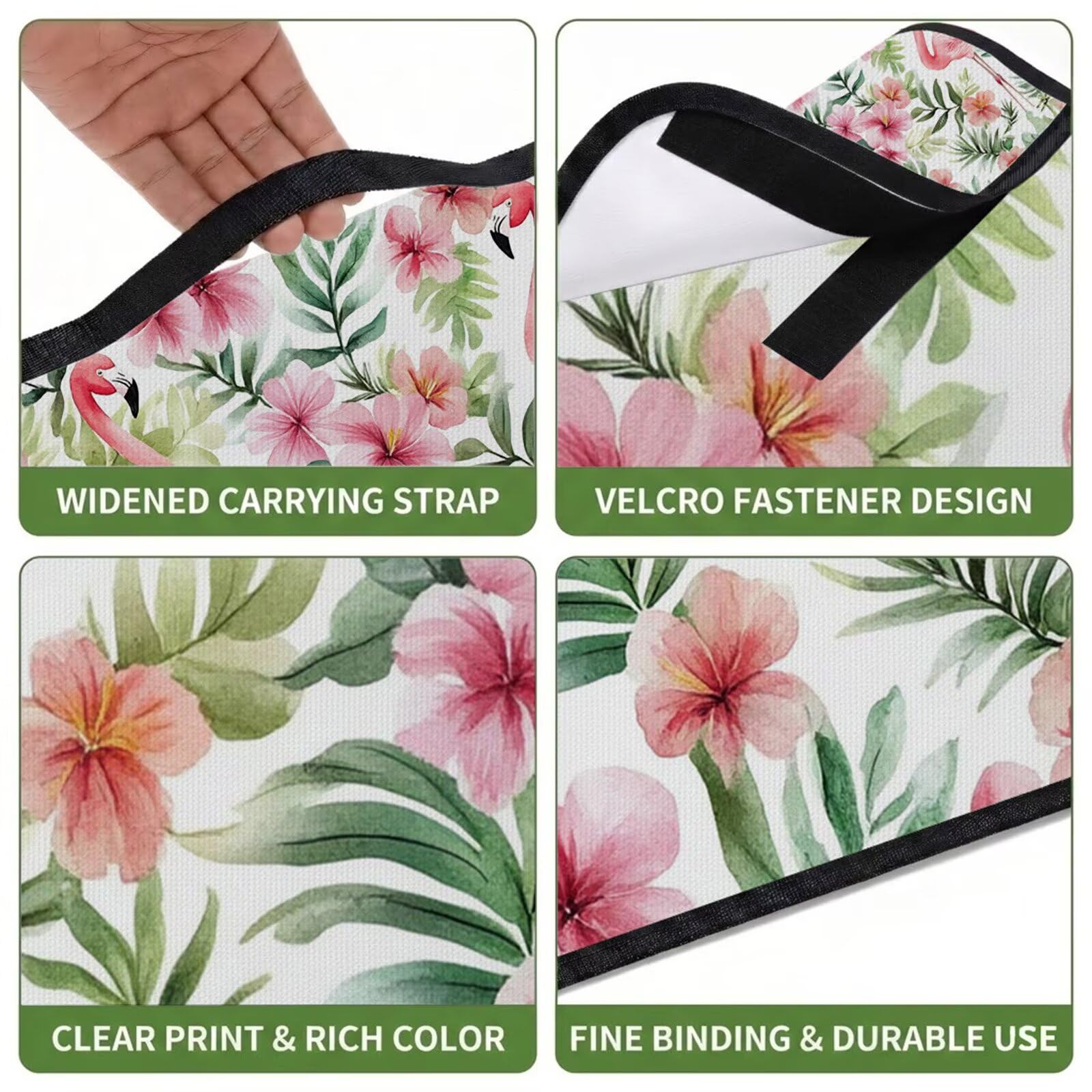 Couverture Pique Nique Grande 200x300cm,Outdoor Couverture Imperméable,Pliable Tapis de Plage Dos en PVC,Picnic Blanket pour Camping Accessoires,Jardin,Parc,Famille - Flamants roses,plantes (2) FZ-124
