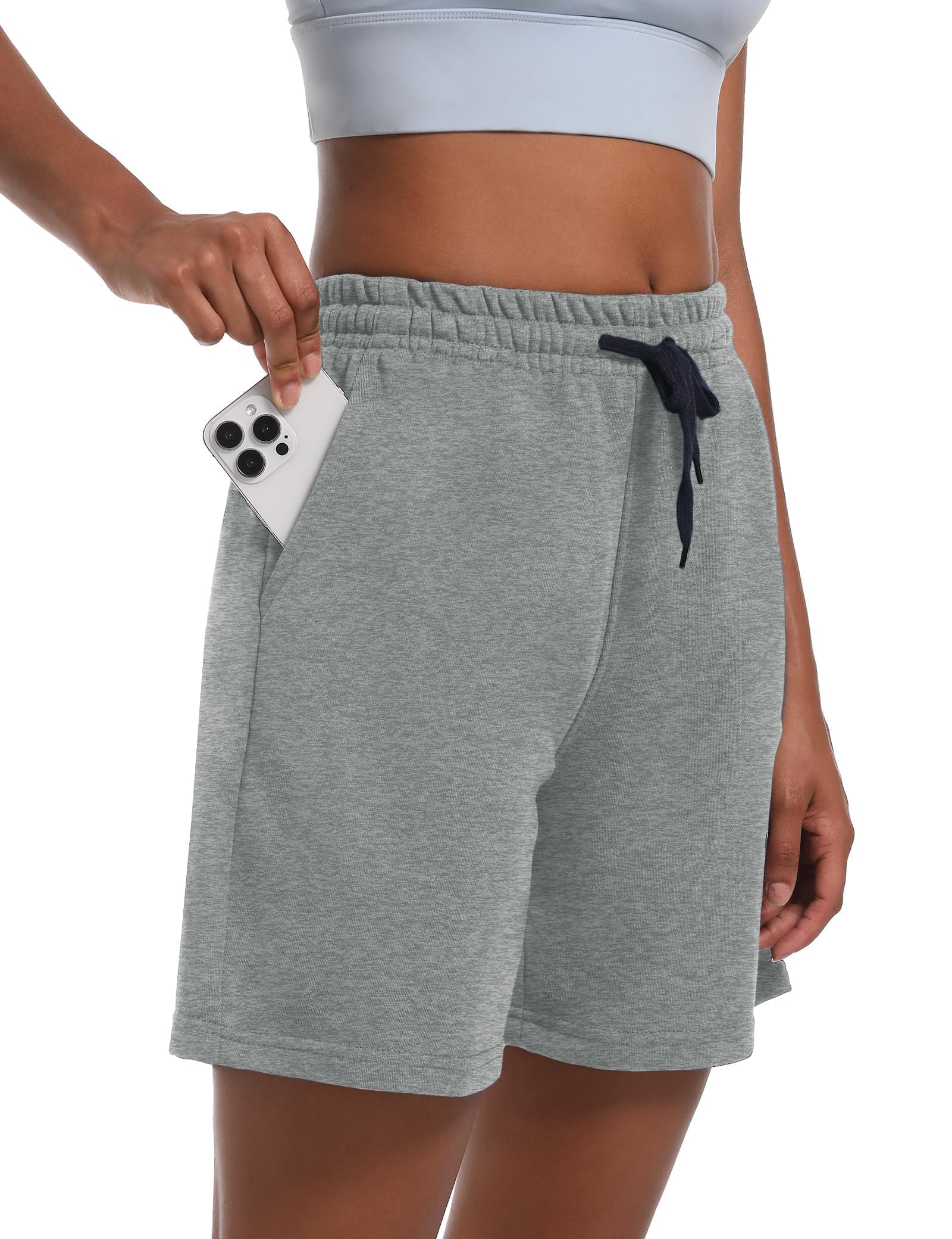 Dalavch Confezione da 4 pantaloncini estivi da donna, in cotone, comodi, con coulisse, per casual, lounge, sport, atletica, con tasche