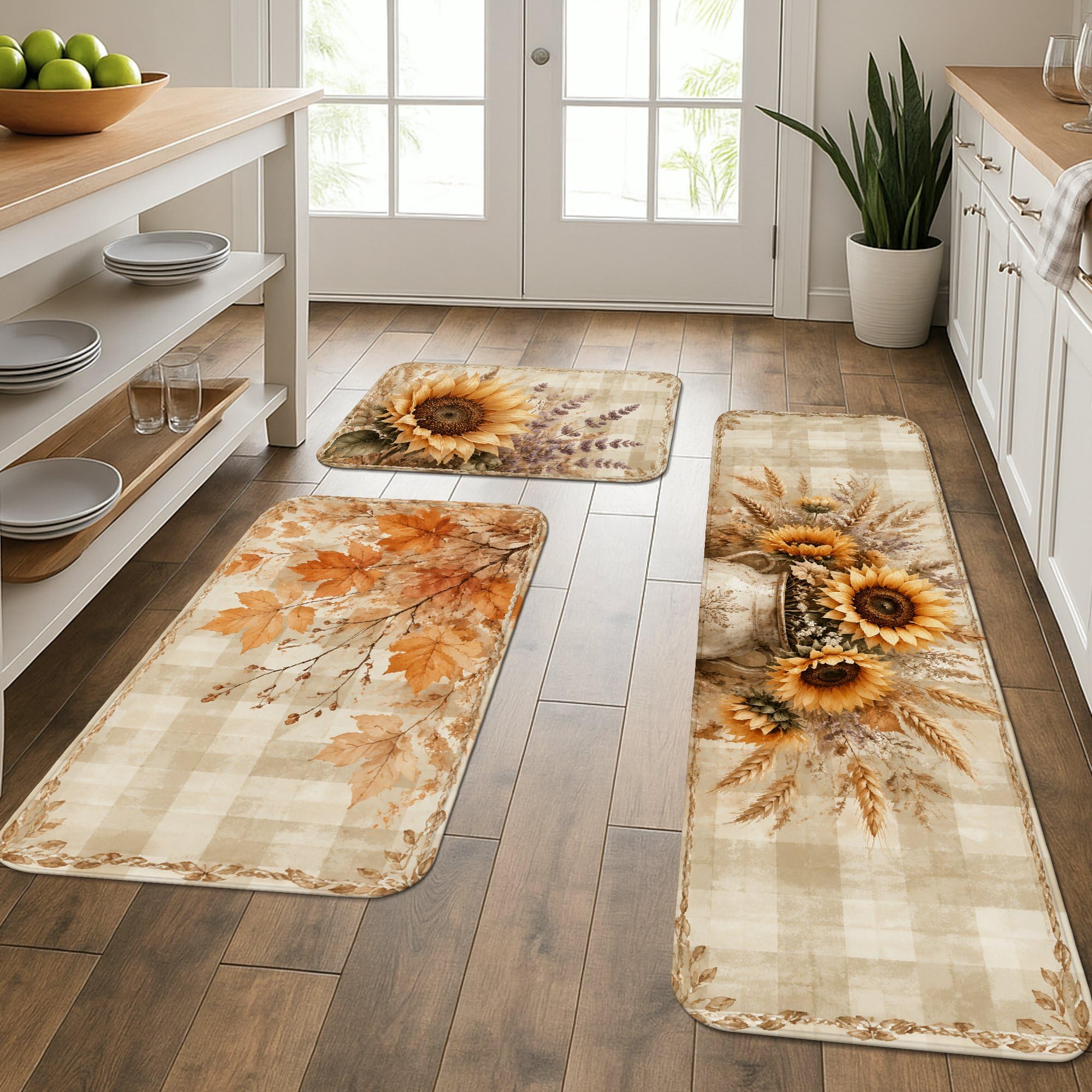 Tapis de cuisine tournesol lot de 3 pour un sol de cuisine chaleureux et lavable