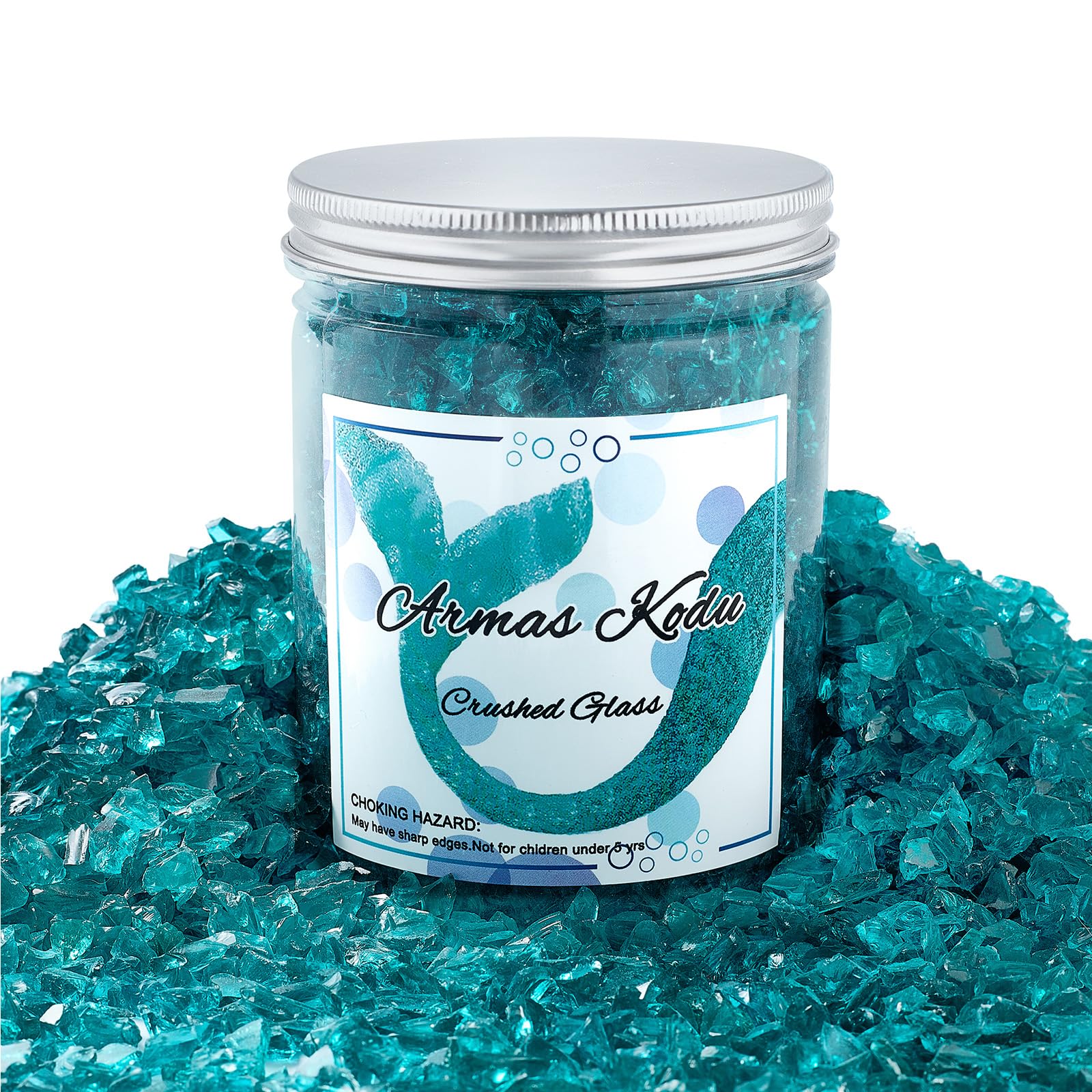 Verre écrasé pour art en résine - Pièces cassées pour travaux manuels, remplissage de vase, décoration d'intérieur - 3-6 mm - 0,7 kg (turquoise)