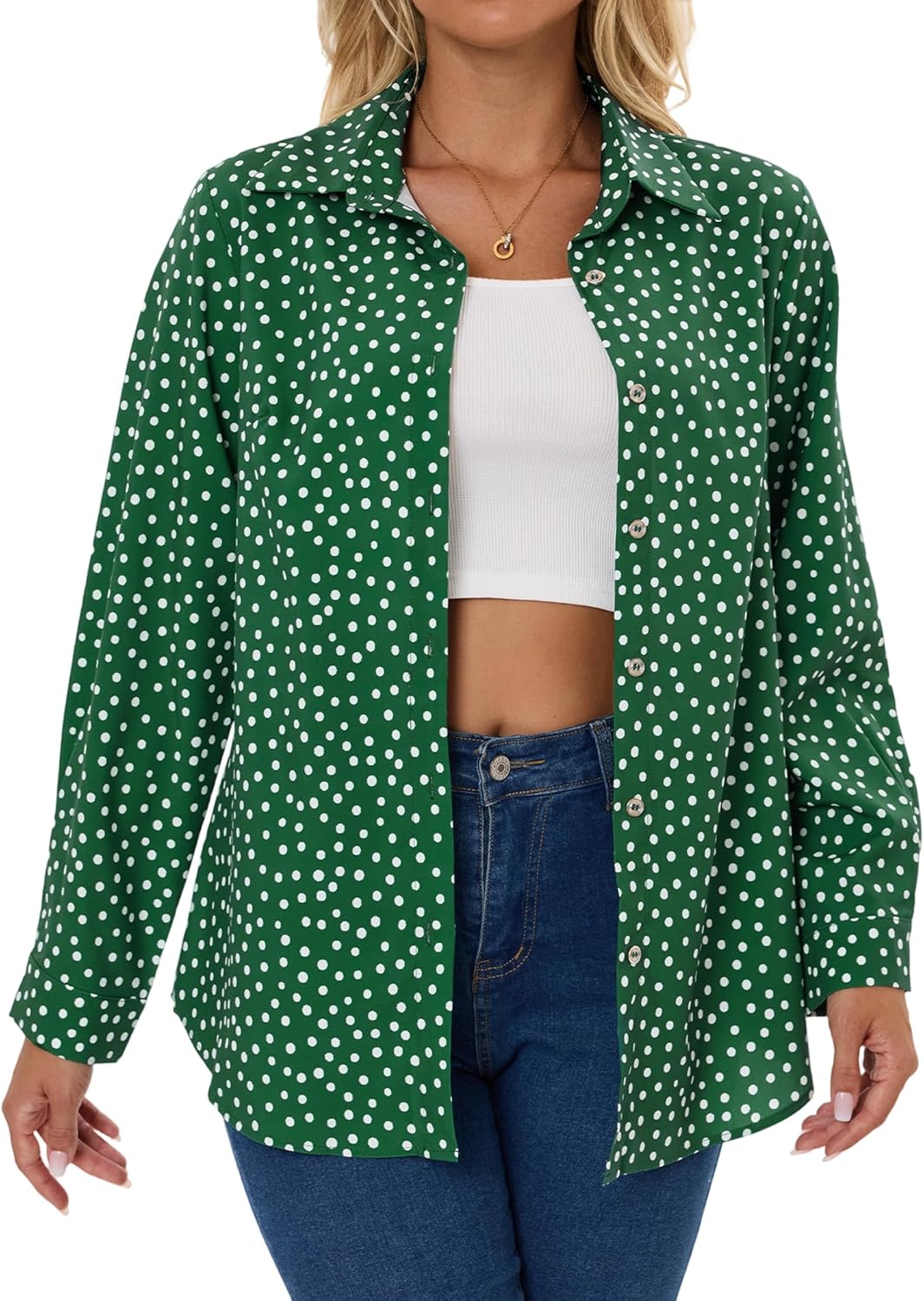 Button Down Long Sleeve Shirts for Women Floral Print Button Up Business Casual Outfits Trendy Ladies Top Blouses - Image 6