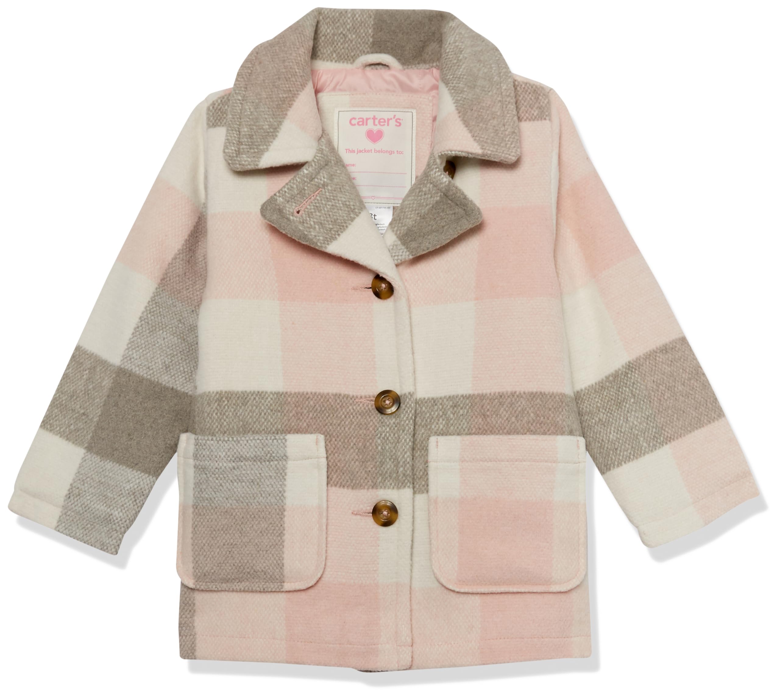 Carter's Toddler &amp; Little Girls' Midweight Fleece Lined Hooded Raincoat Rain Jacket