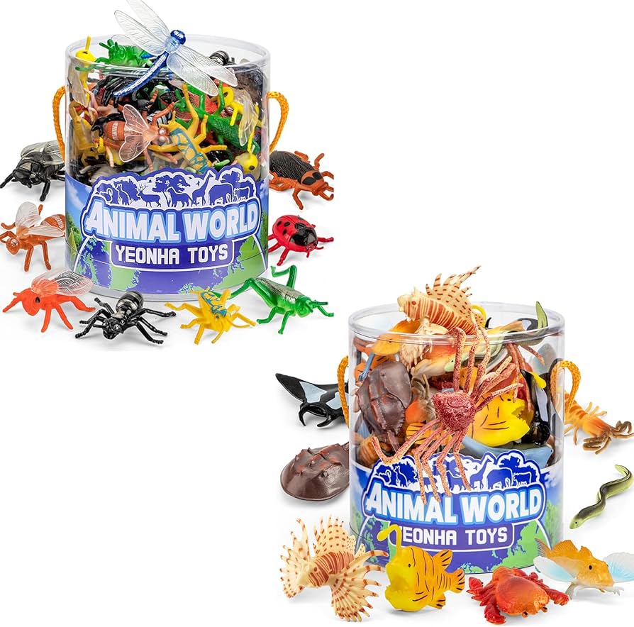 Amazon.com: 60 Pcs Insect and 48 Pcs Sea Animals Toys with Gift