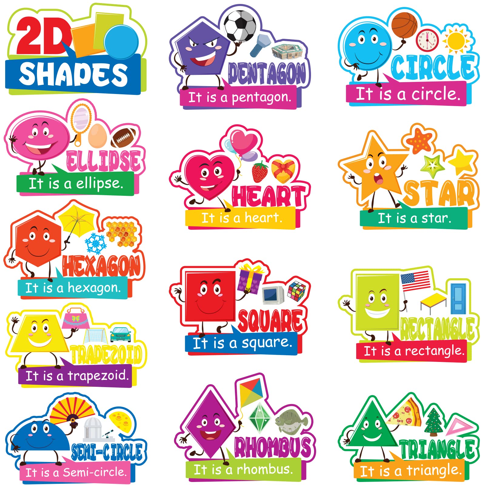 Buy gisgfim 13 Pieces Shapes s Shape Bulletin Board Set Shapes