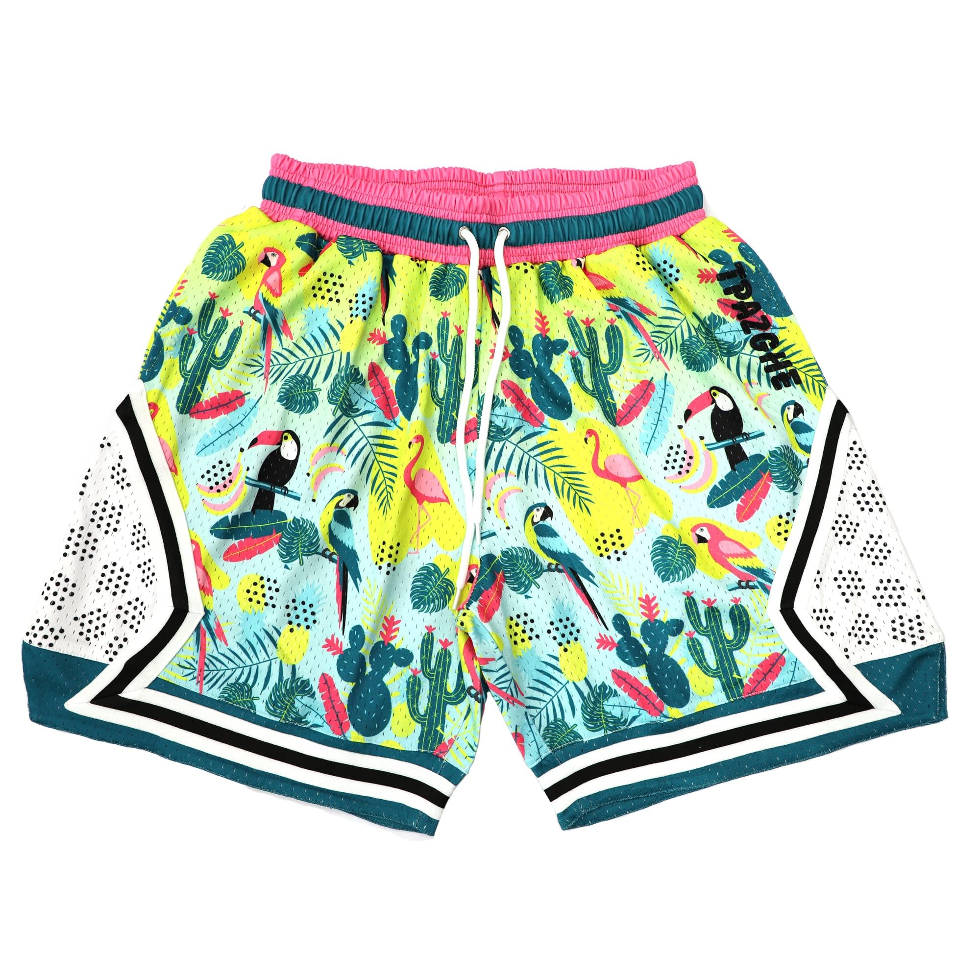 Men Basketball Shorts Graphic Mesh Drawstring Retro Sport Workout Gym Running Athletic Shorts