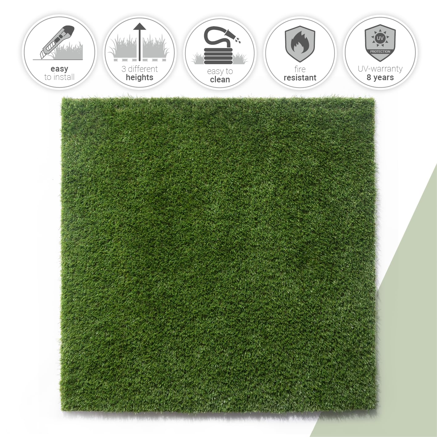 TT Home Kunstrasen Outdoor Teppich Wetterfest Balkon Bodenbelag Terrasse Rasenteppich Indoor Waschbar Natürlich Weich Natur, Farbe:Grün, Größe:100x200 cm