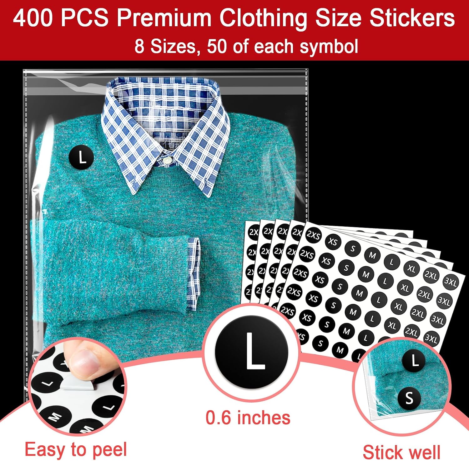 100PCS 10"x13" T-shirt Packaging Bags with Cardboard and Clothing Size Stickers, Thick Clear Plastic Cellophane Tee Shirt Packing Wrapping Clothes Bags, T-shirt Package Set