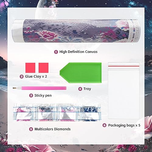 Miniatura 4 de Buewutiry Moon Beach - Kits de pintura de diamantes para adultos, 12 x 16 pulgadas, kit de arte de diamantes de taladro completo para adultos