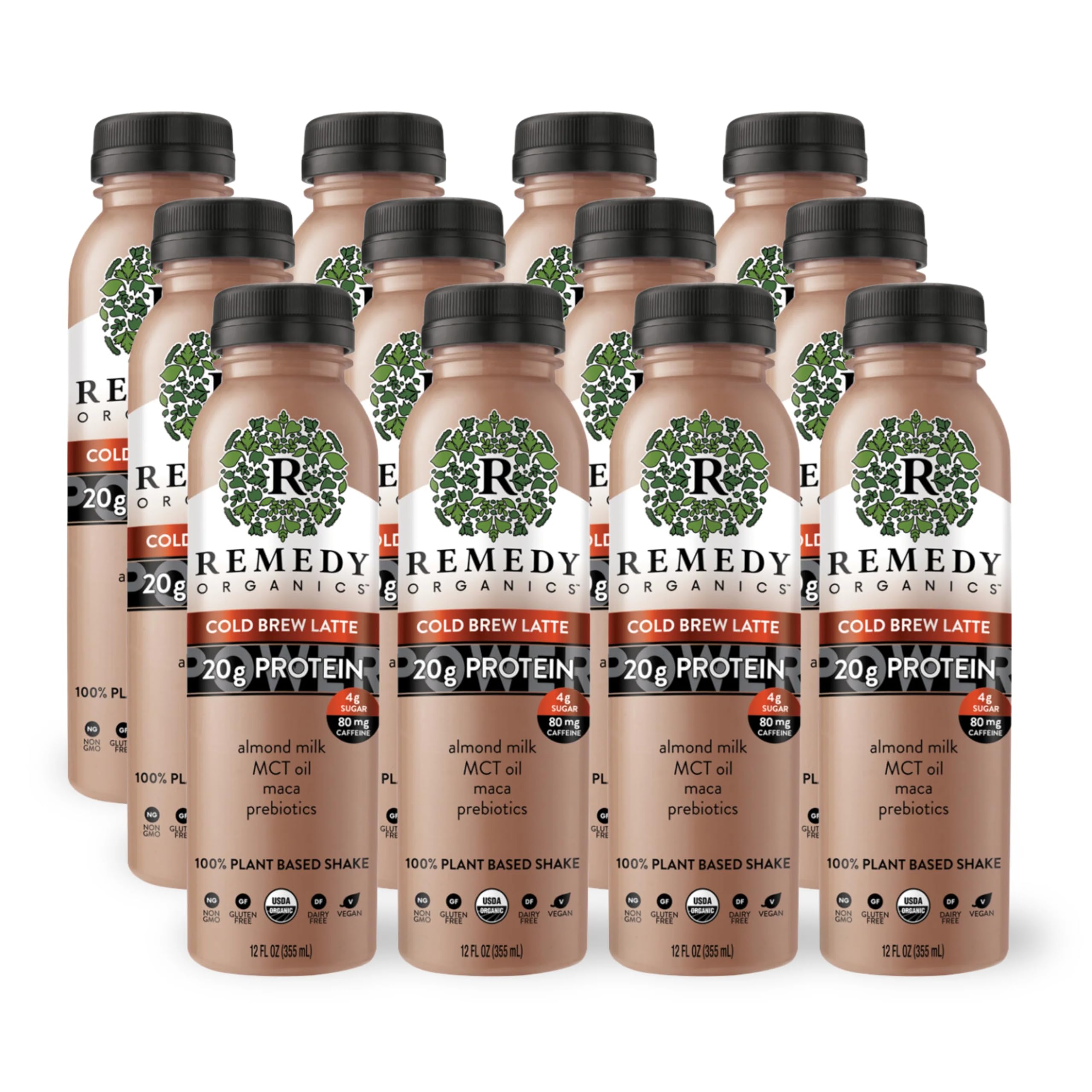 Amazon.com: Remedy Organics Cold Brew Latte Power 12-Pack | Plant