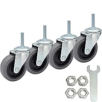 Vista 1 de MySit Ruedas giratorias, vástago roscado de 3 pulgadas, ruedas TPR de 3/8 "-16 x 1-1/2", rueda de goma termoplástica resistente con capacidad