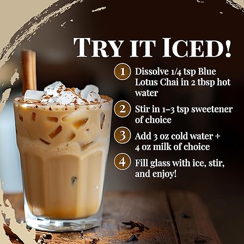 Miniatura 3 de Blue Lotus Chai Rooibos Masala Chai orgánico - Hace 265 tazas - Sin cafeína, sin remojo, sin gluten - 8 onzas Masala Chai en polvo con especias