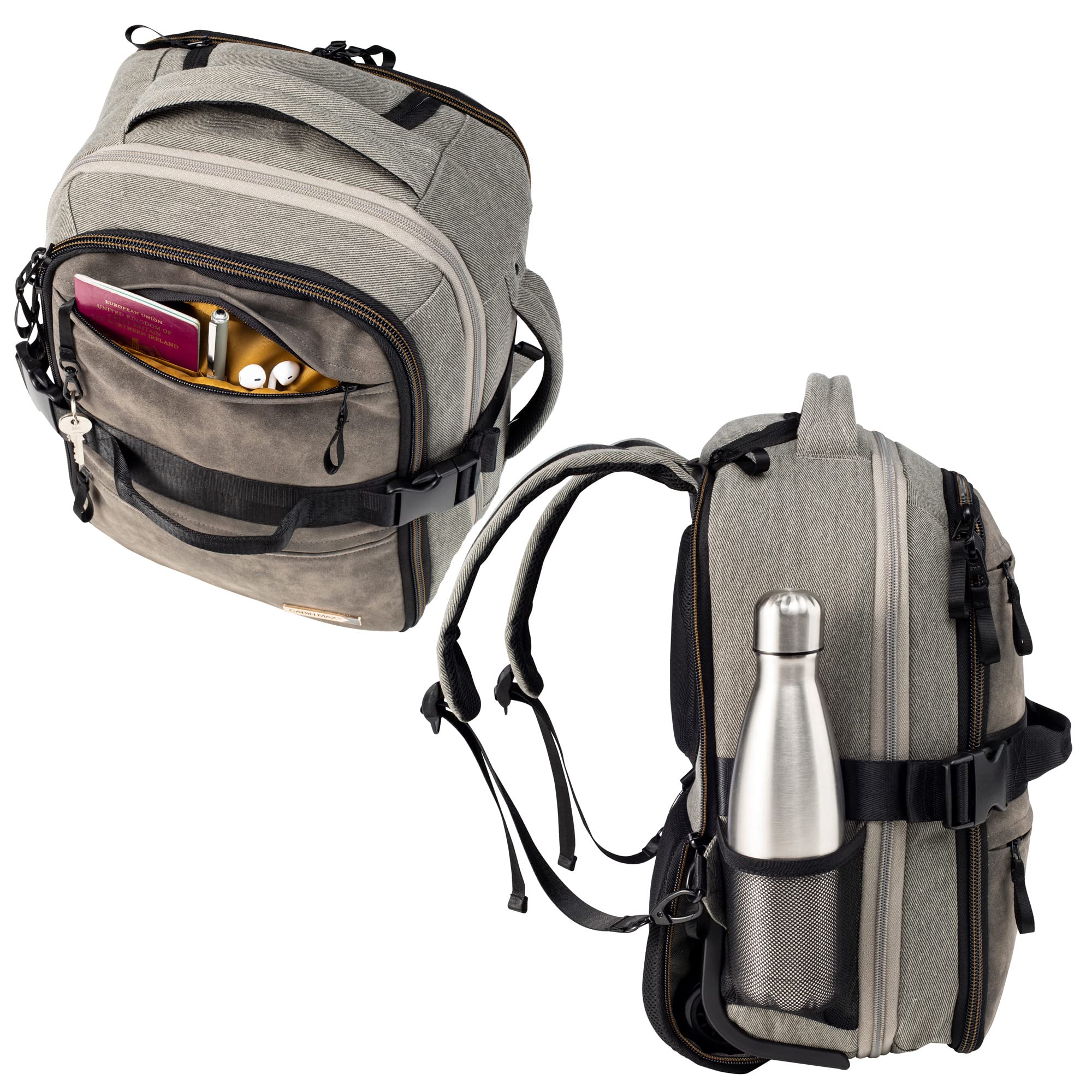 Cabin Max Borsa da Viaggio Espandibile Evos, 40x30x15 > 40x30x20 cm, Zaino/Trolley Sottosella da Trasporto, Grigio, Trolley, Bagaglio a mano