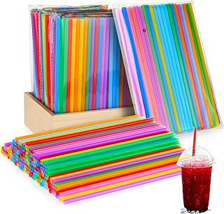 Eaasty 1000 Pcs Colorful Disposable Drinking Plastic Straws Bulk, 0.24''...