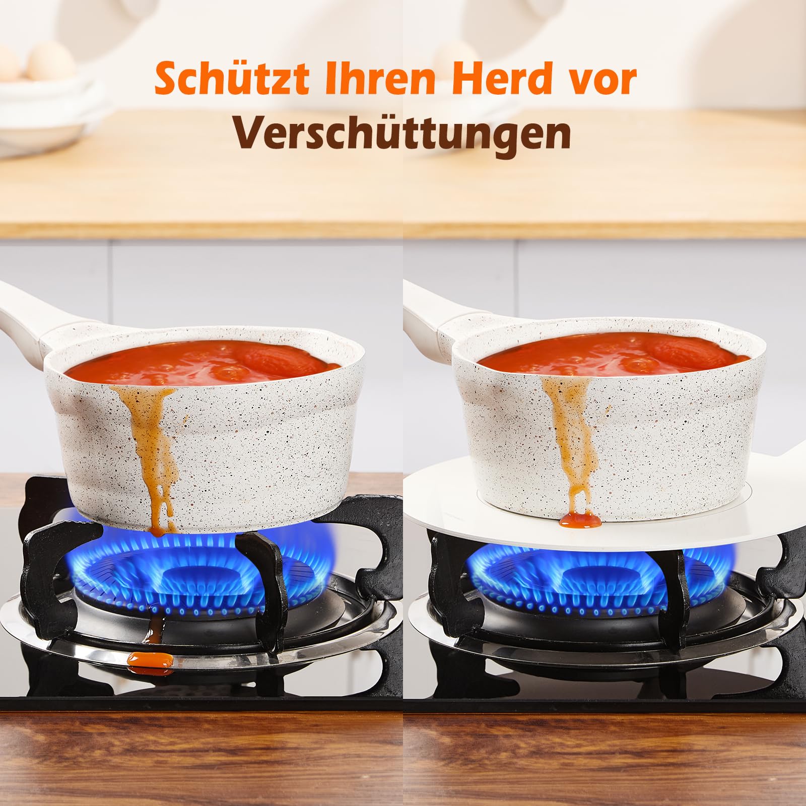 ACTIV CUISINE Induktion Adapterplatte 24 cm Induktionsadapterplatte mit abnehmbarem Griff Moka Induktionskochteller Adapter Edelstahl für die Verwendung von Kochgschirr auf Induktion, Weiß