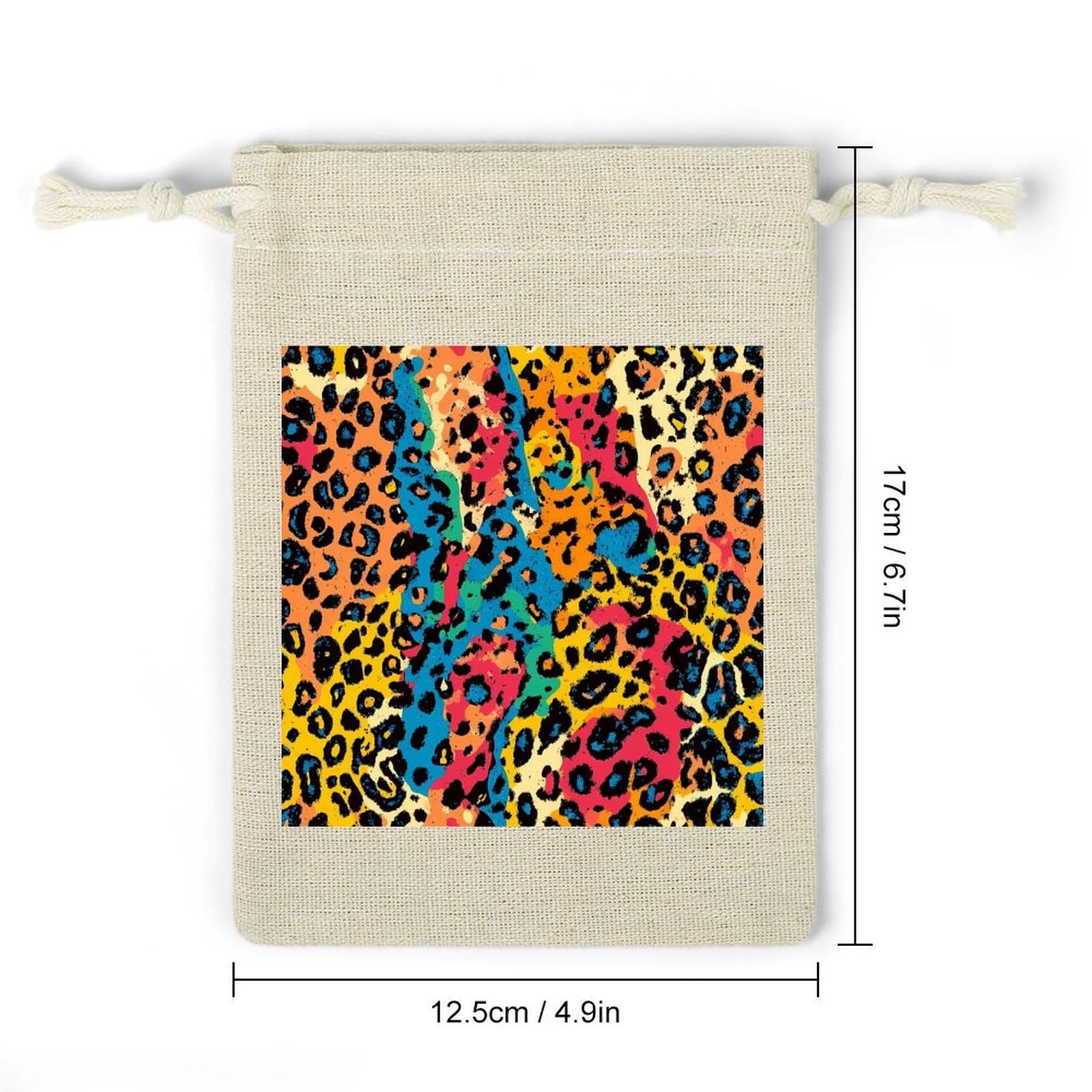 Vintage Leopards 8 Pack Small Gift Bags Cotton And Linen Drawstring Pockets Sachet Bag for Party Home Supplies