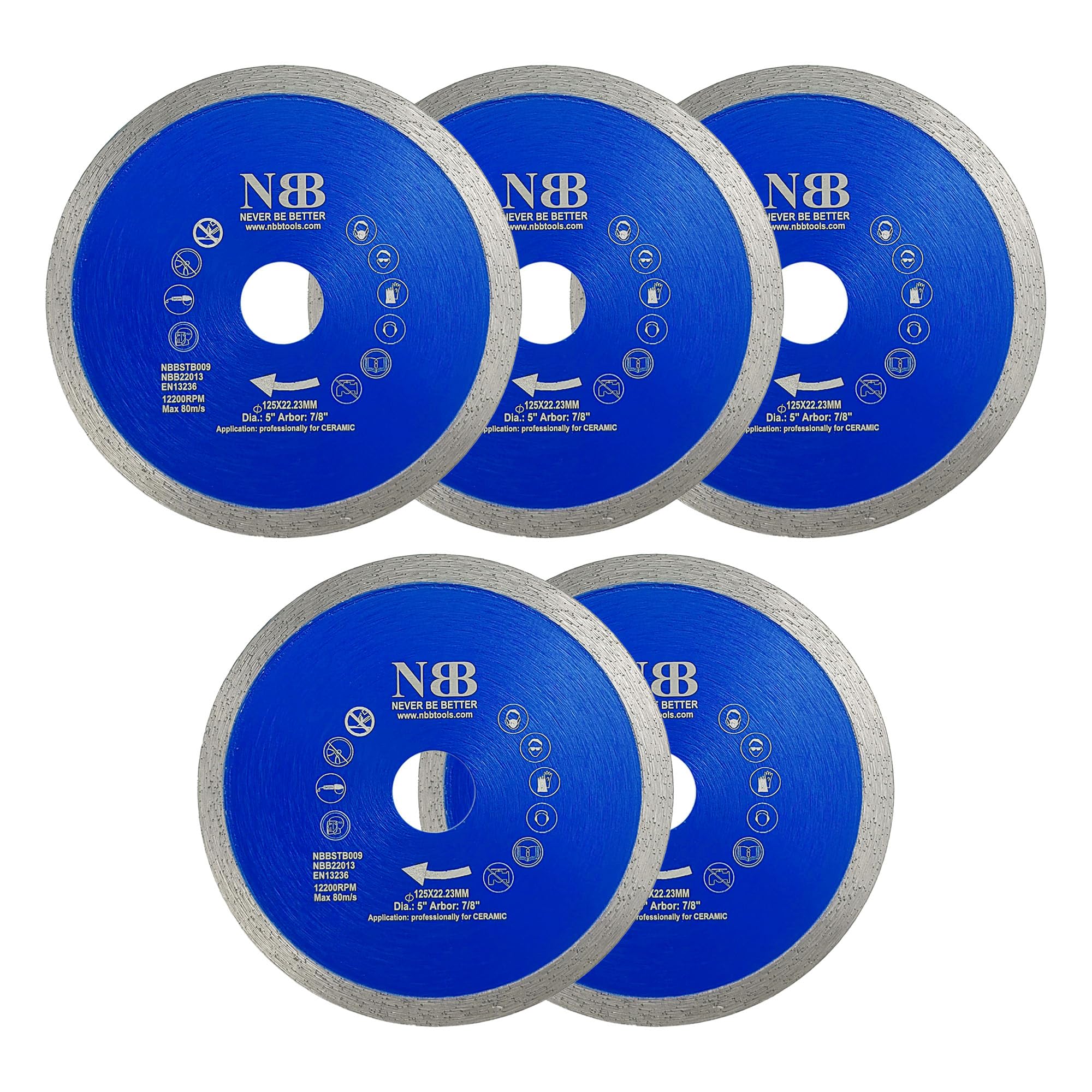NBB Disco de corte de diamante sierra de diamante con altura de 8mm cuchilla continua espesor 1,4mm hoja diamante corte profesional de Porcelanico Cerámica Azulejo Mármol Granito Piedra (5,125mm)
