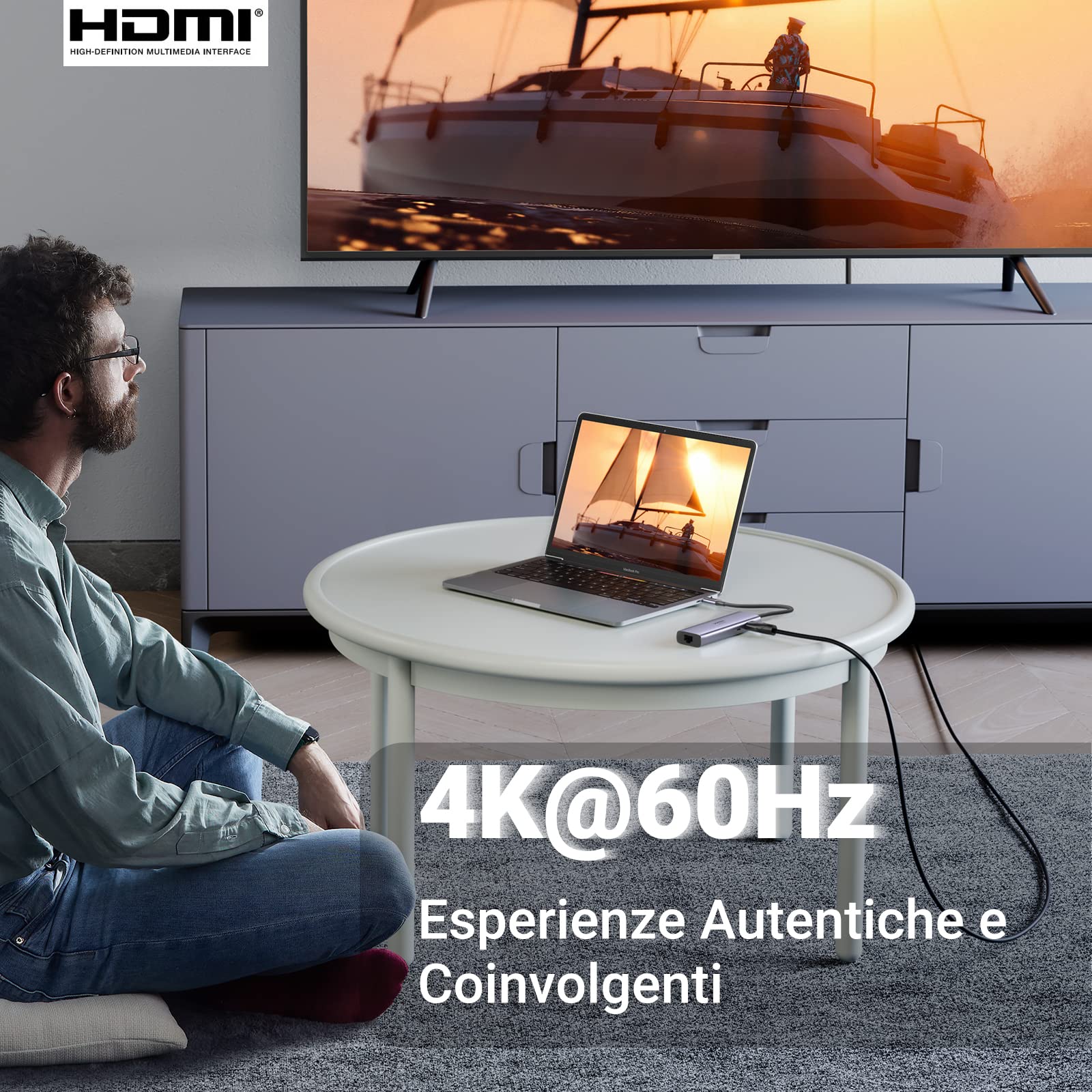 UGREEN Revodok Hub USB C Ethernet Gigabit HDMI 4K 60Hz PD 100W Lettore Schede SD TF USB 3.0 Adattatore USB C HDMI Compatibile con MacBook Pro Air M2 M1, Galaxy S24 Plus Ultra, iPhone 15 Plus Pro Max