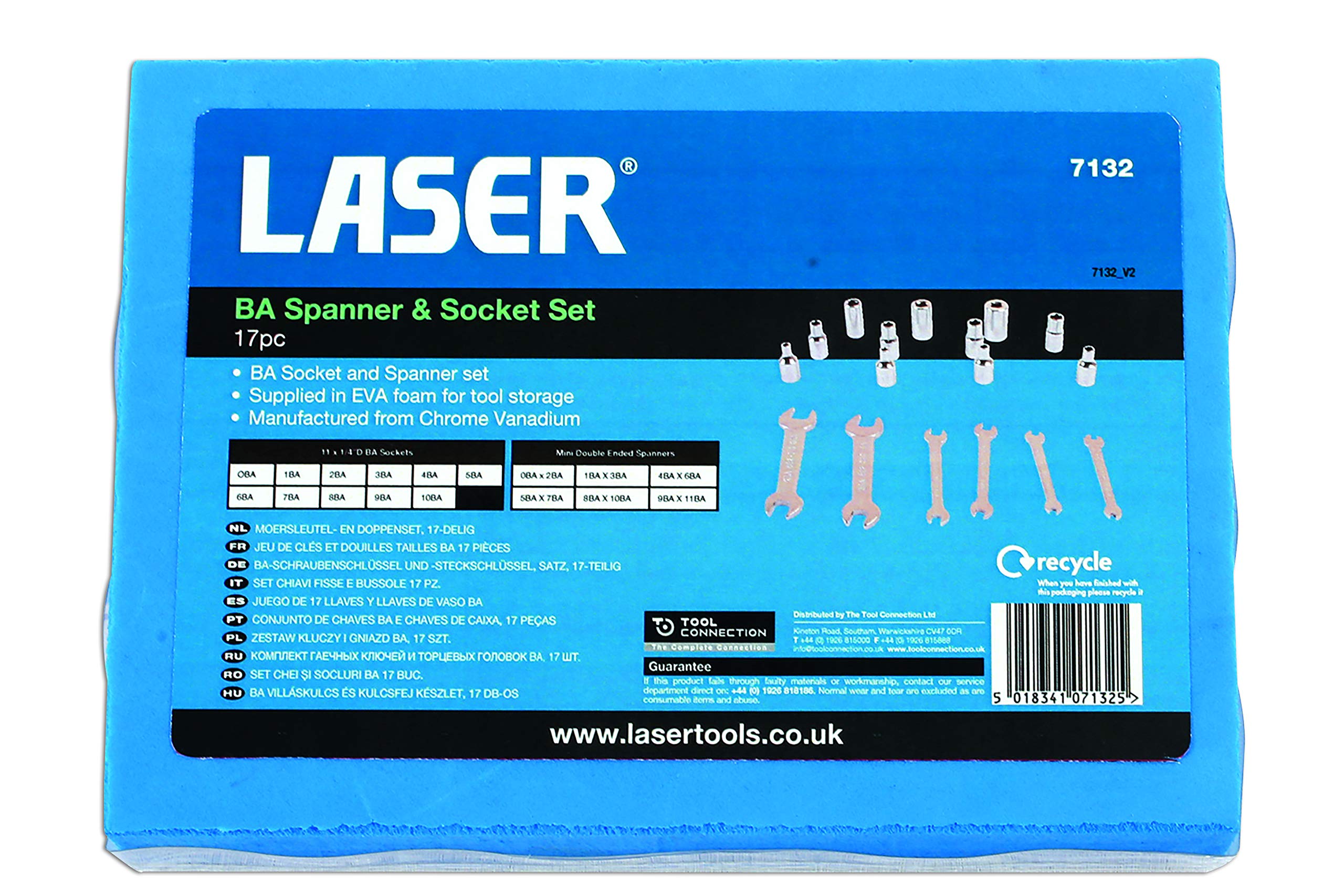 Laser 7132 BA Clé plate et jeu de douilles 17pièce, assortis