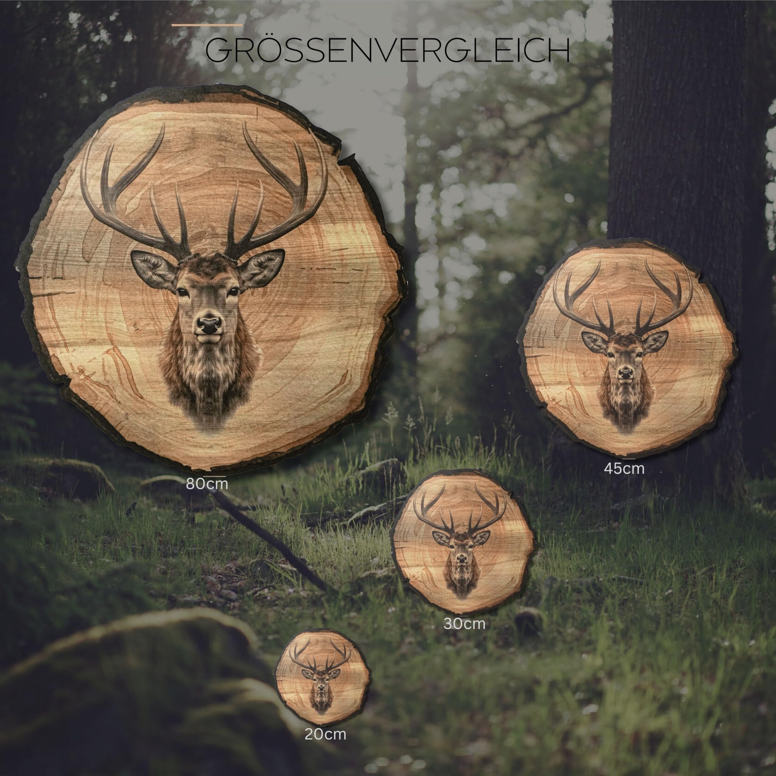 Tableau mural cerf 45 cm DARO Design – Impression d'art prête à accrocher décoration chasse nature animaux