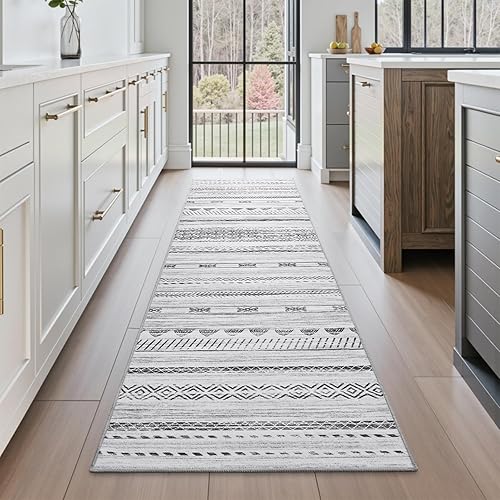 Miniatura 9 de Alfombra de área de 9 x 12 pies para sala de estar, lavable a máquina, alfombra envejecida para interiores, alfombra bohemia marroquí neutra, ultra