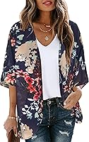 Vista 1 de Cárdigan tipo kimono para mujer, de manga abombada con estampado floral, casual