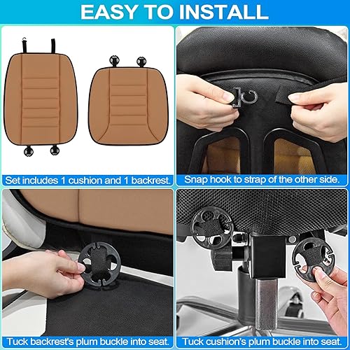 Miniatura 32 de MYFAMIREA Cojín de asiento de automóvil y almohada de apoyo para respaldo de 1.2 pulgadas de grosor, cojín de espuma viscoelástica para silla de Gris