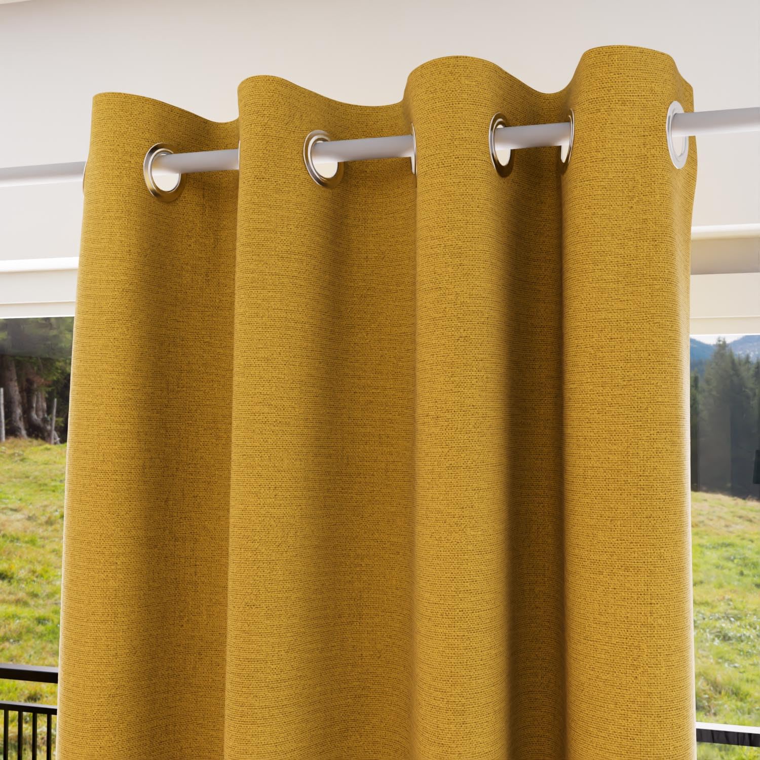 Soleil d'ocre, Eclipse Mustard Curtain with Eyelets 100% Blackout 135 x 180 cm