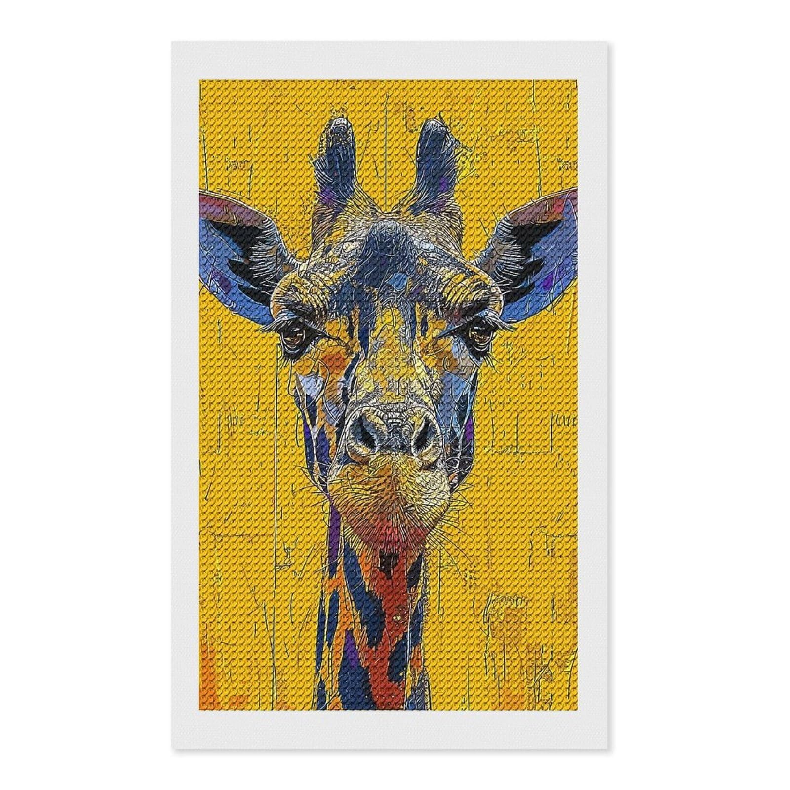 Junmoney Giraffe Paint Round Drill Diamond Painting 12"x20", for Adults, Creative Leisure Activity, Office Decor, Holiday Gift Idea