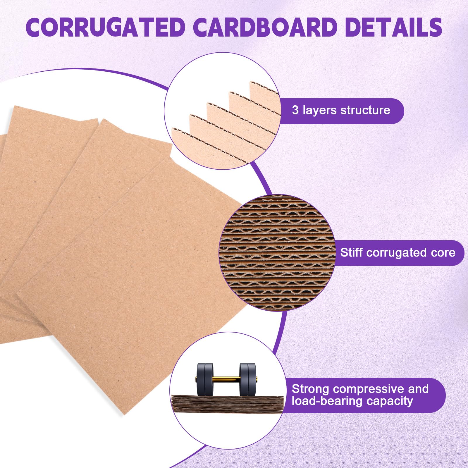 Tatuo Il set di 301 protezioni per spedizioni di carte collezionabili include 200 fogli di cartone ondulato, 100 buste imbottite a bolle d'aria e nastro adesivo (viola)