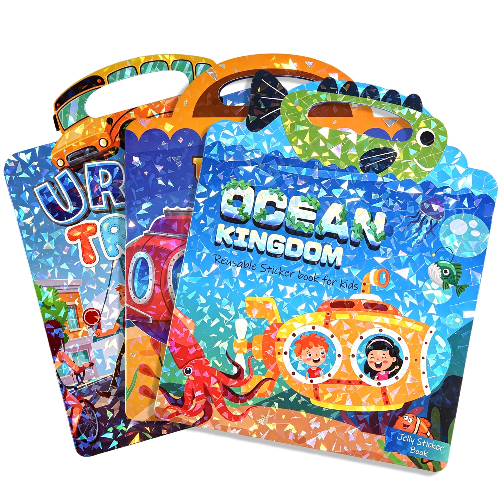 ANPUNAT 3 Sets Different Themes Reusable Sticker Books, Sticker Activity Book Set, Suitable for Travel and Outdoor Entertainment