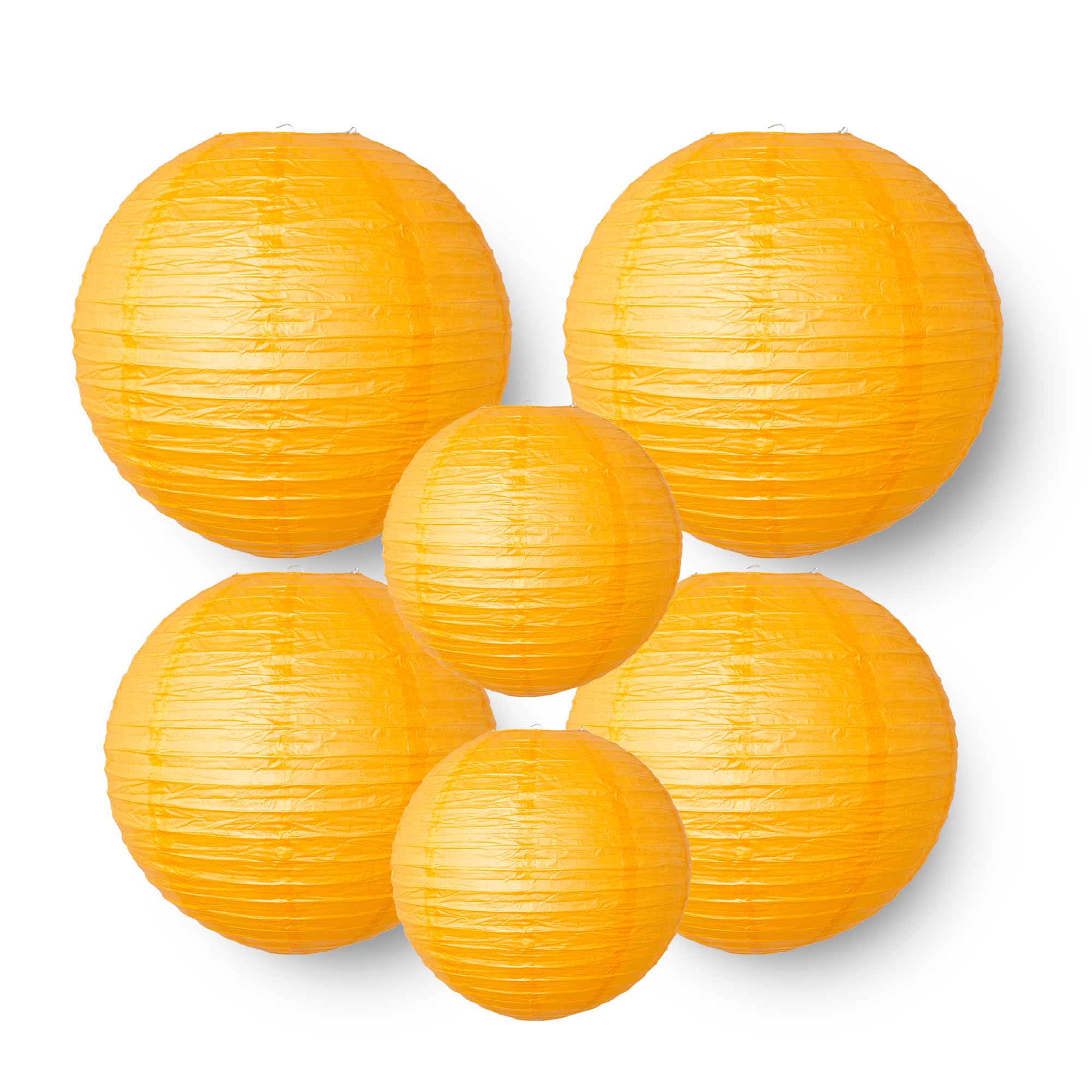 Paper Lanterns Party Decorations 6 PCS Orange Round Hanging Lanterns Chinese Japanese Paper Lantern Lamp for Birthday Wedding Halloween Baby Bridal