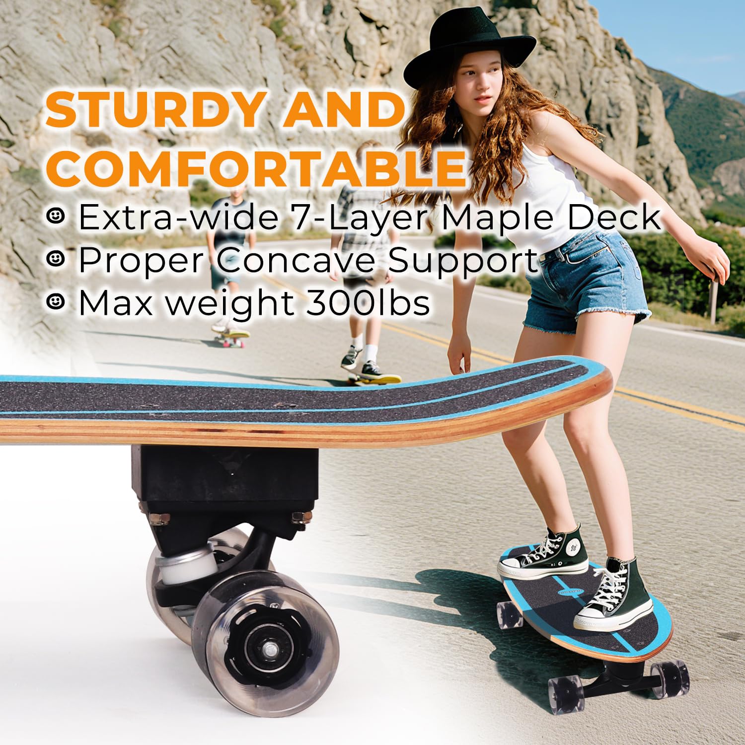Nattork Complete Skateboards 29" x 8" Kids Skateboard Cruiser Skateboards for Beginners Double Kick Girls Skateboard with Maple Wood (Black Hole)